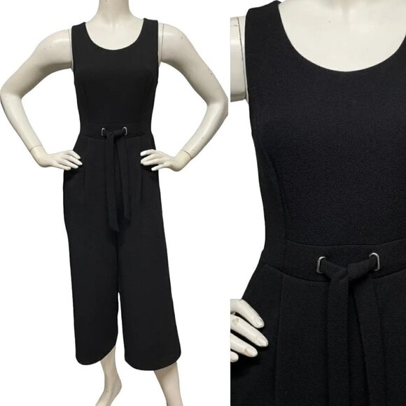 Rachel Zoe Scoop Neck Pull On Cropped Wide Leg Jumpsuit Black Women's Size 4 - Picture 2 of 8